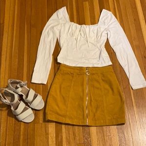 Corduroy zip up skirt